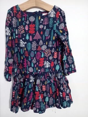 Navy tree print dress age 3-4yrs old