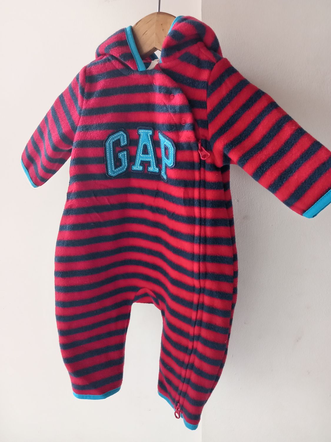 Red and Blue Striped Fleece 0-3months