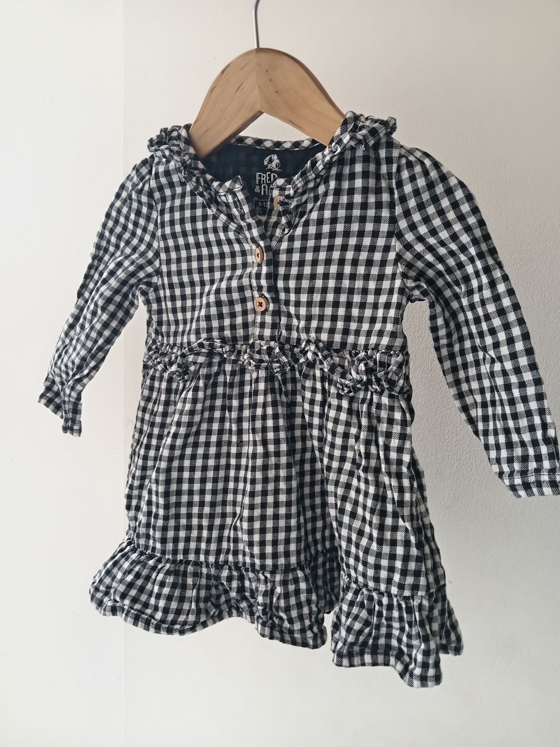 Black Check dress age 9-12months