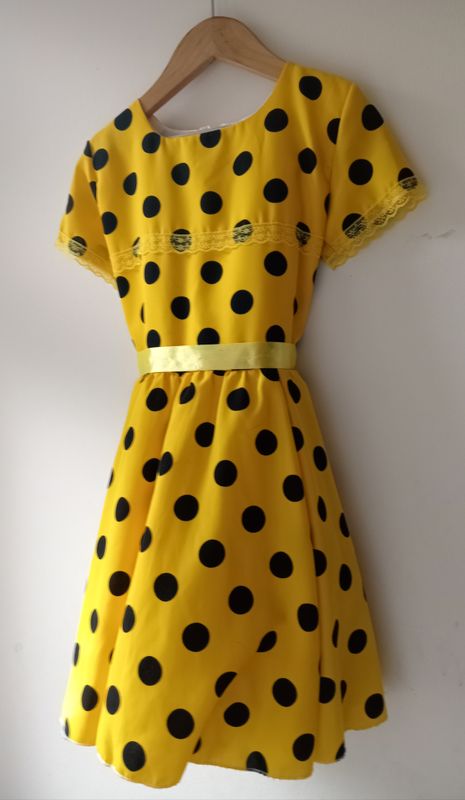 Yellow Polka Dots dress age 7yrs old