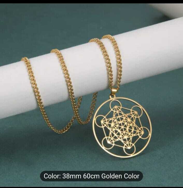1 pc Angel Seal Archangel Metatron Cube Necklace Stainless Steel