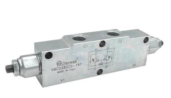 Kuormanlaskuventtiili VBCD 3/8" kaksipuolinen 45 l/min