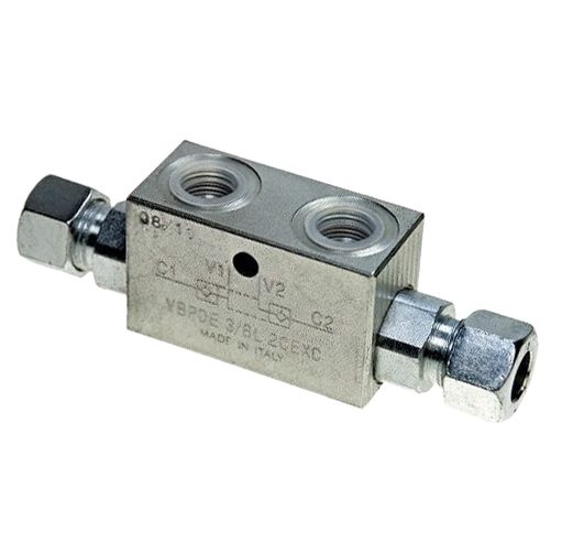 Kaksoislukkoventtiili 3/8" VBPDE putkiliittimin