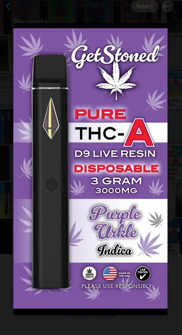 Get Stoned 3g Pure THCA Disposables - Purple Urkle (Indica)