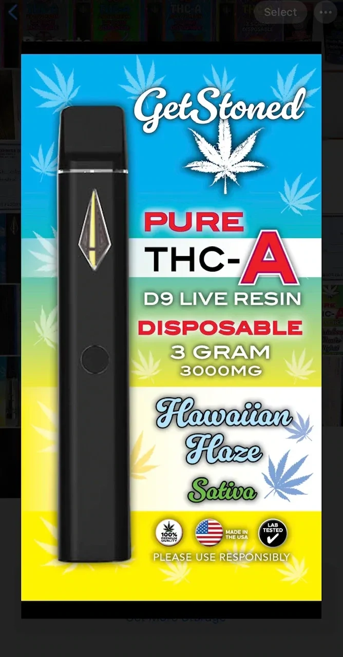 Get Stoned 3g Pure THCA Disposables - Hawaiian Haze (Sativa)