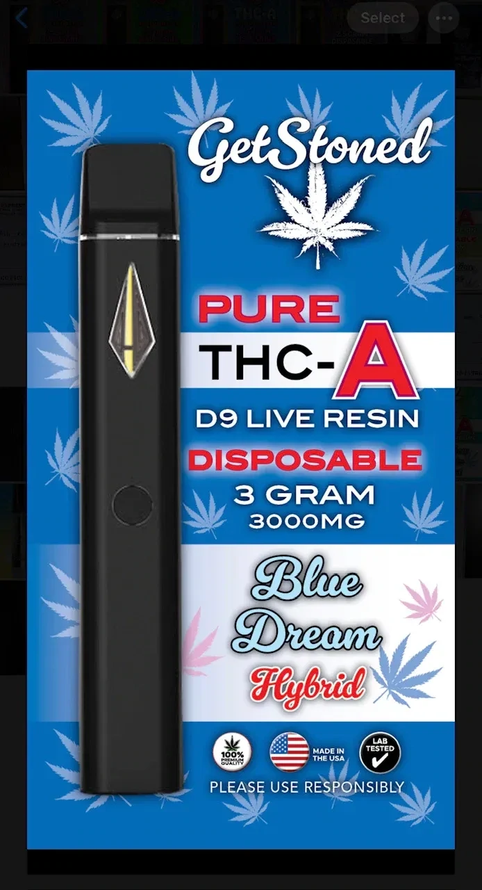 Get Stoned 3g Pure THCA Disposables - Blue Dream (hybrid)