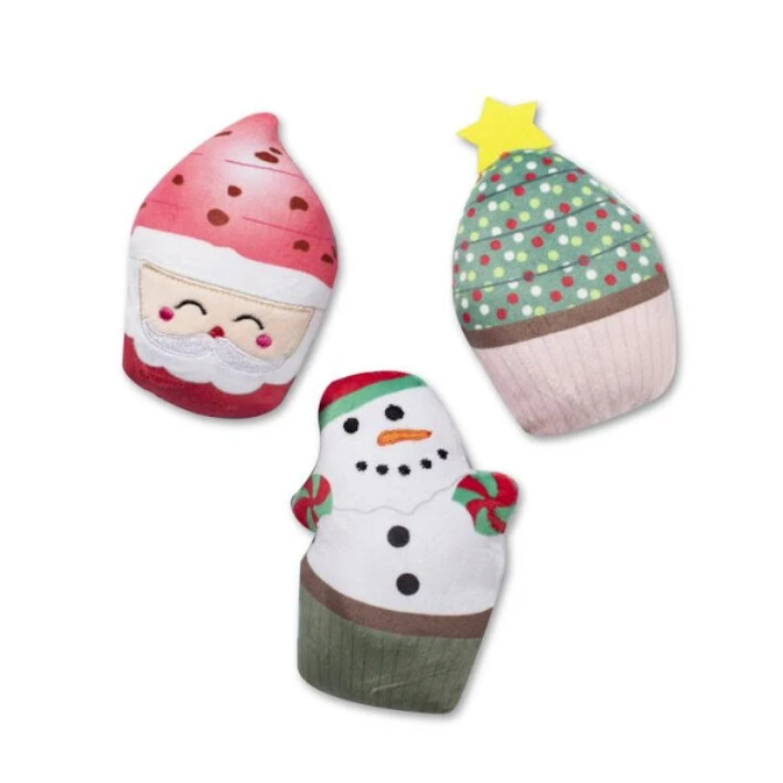 3 Piece Christmas Cupcakes  Pet Toy