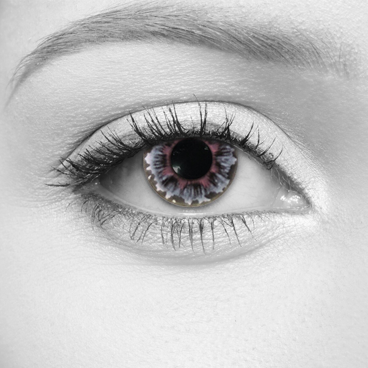 Floral Grey Cosmetic Contact Lenses