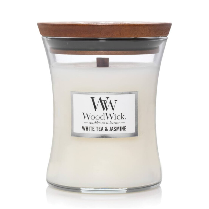 White Tea &amp; Jasmine Hourglass WoodWick Candle