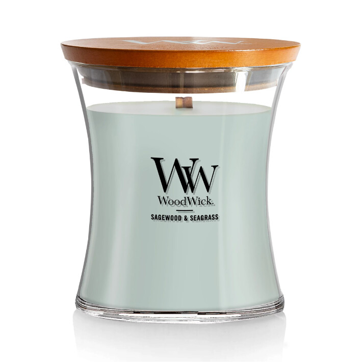 Sagewood &amp; Seagrass Hourglass WoodWick Candle