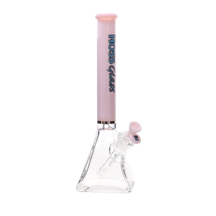 14&quot; Milk Color Neck Square Beaker Hoss Glass, Colour: Pink