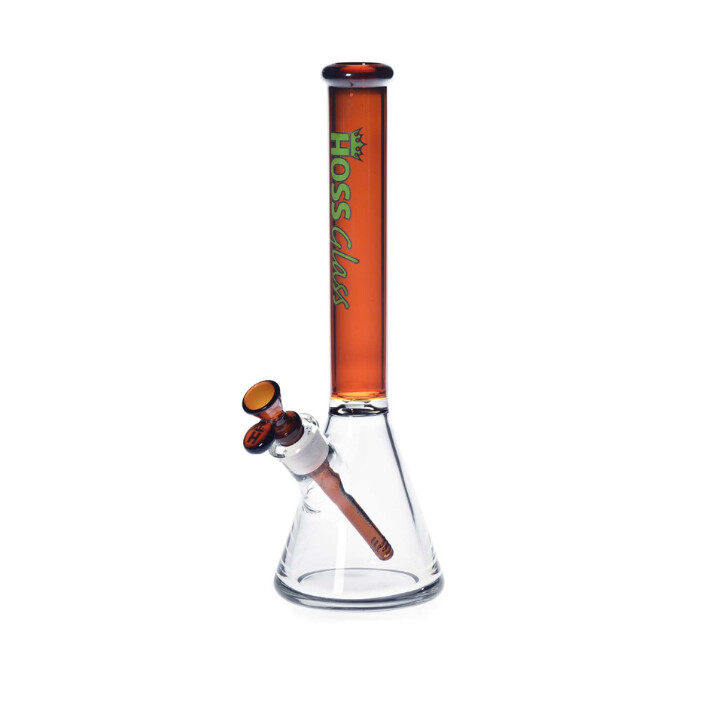 14&quot; Small Thick Color Neck Beaker Hoss Glass