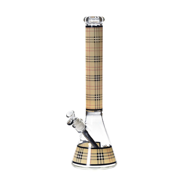 18&quot; Beige Tartan Plaid Beaker Hoss Glass