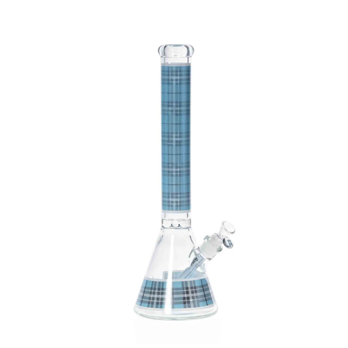 18&quot; Blue Tartan Plaid Beaker Hoss Glass