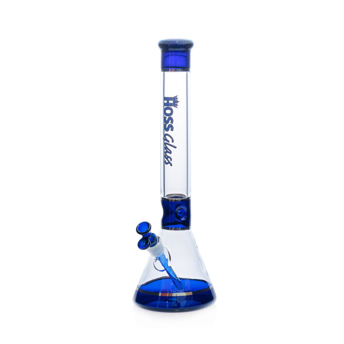 18&quot; Color Tri-Section Platinum Banded Beaker Hoss Glass, Colour: Blue