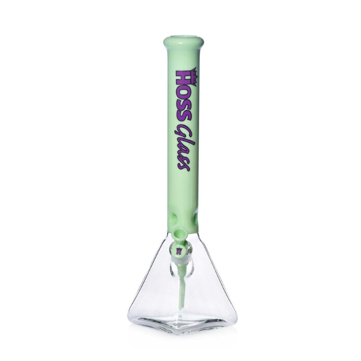 18&quot; Milk Color Neck Pyramid Beaker Hoss Glass, Colour: Green