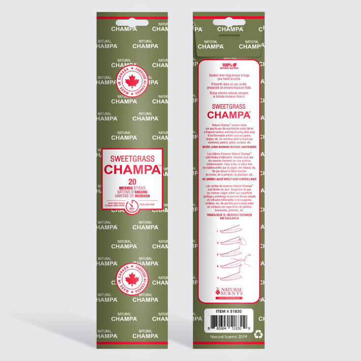 Sweetgrass Natural Champa Incense 20 Pk