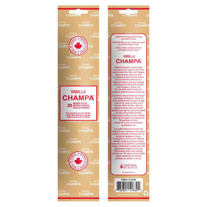 Vanilla Natural Champa Incense 20 Pk