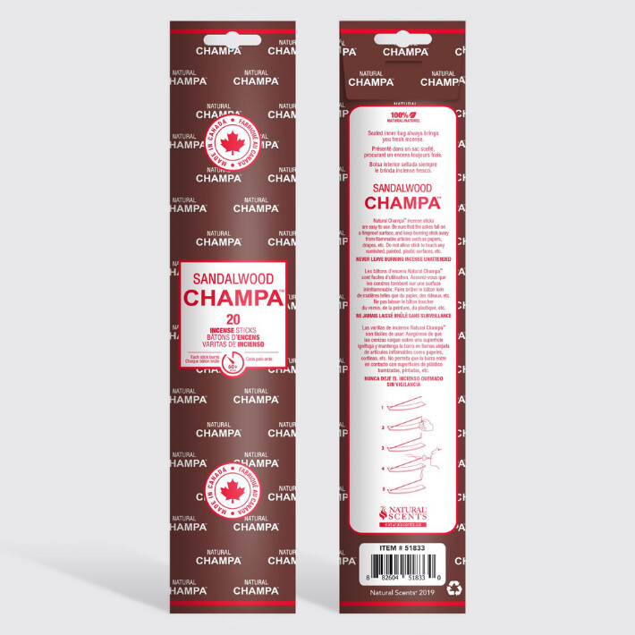 Sandalwood Natural Champa Incense 20 Pk