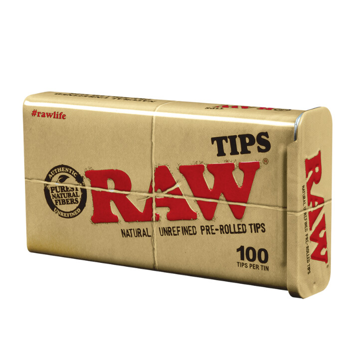 Raw Tips Pre-Rolled 100 Per Tin Tips in a Tin