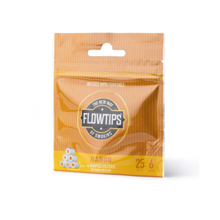 Mango Terpene Filter Tips Shaped 25 Pack Flowtips Myrcene, Alpha-Pinene, Beta-Caryophyllene, D-Lim.
