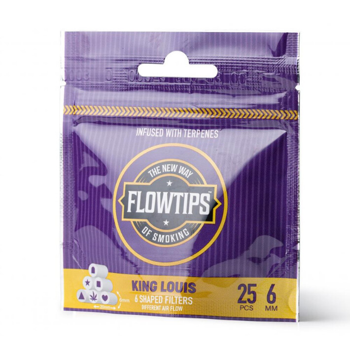 King Louis Terpene Filter Tips Shaped 25 Pack Flowtips Myrcene, Alpha-Pinene, Beta-Caryophylle.