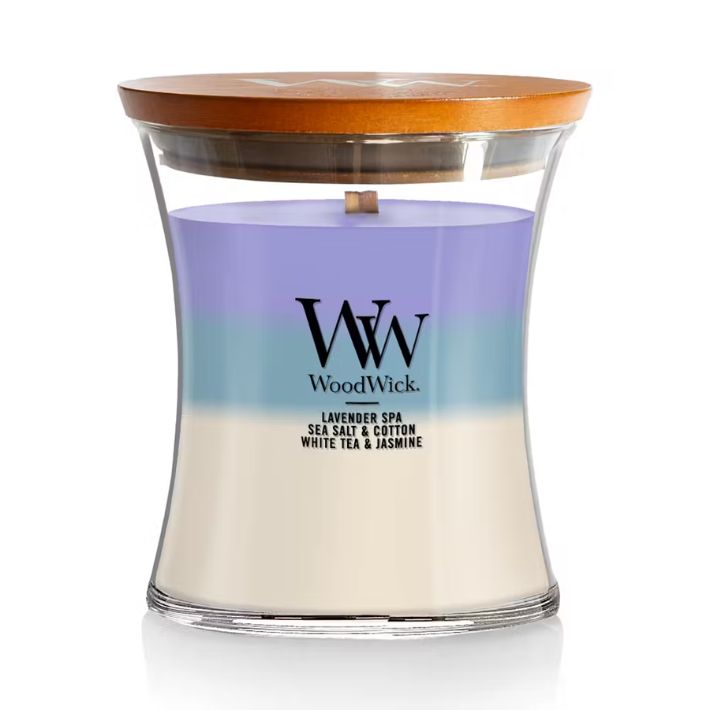 Lavender Spa 9.7oz Medium Hourglass WoodWick Candle