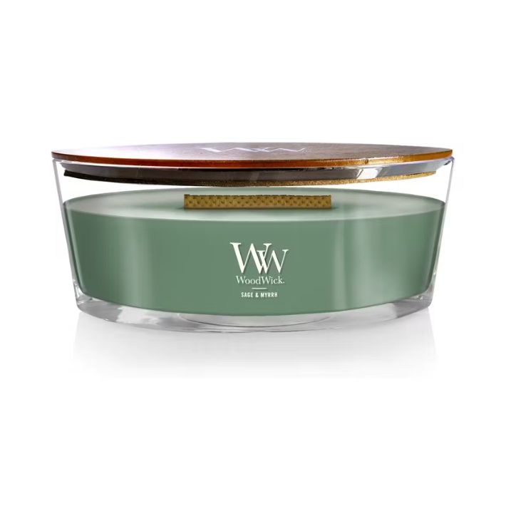 Sage &amp; Myrrh 16oz Ellipse WoodWick Candle