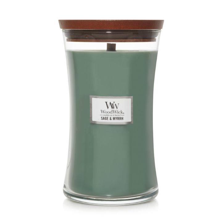 Sage &amp; Myrrh 22oz Large Hourglass WoodWick Candle