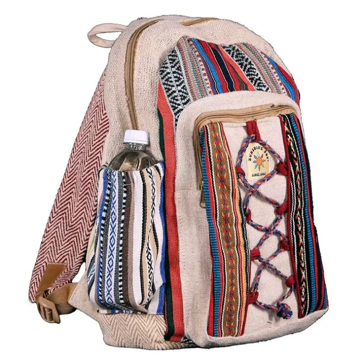 Hemp Backpack, Design: Rope Front Criss-Cross