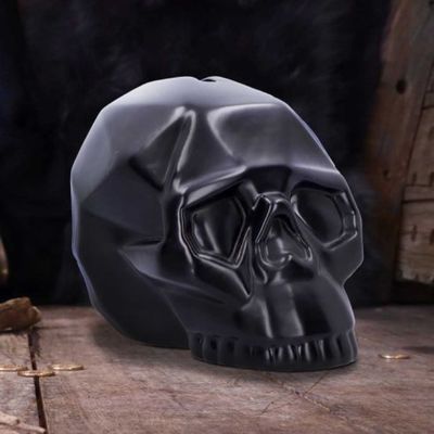 #21N Geometric Skull Coin Bank 4.6"
