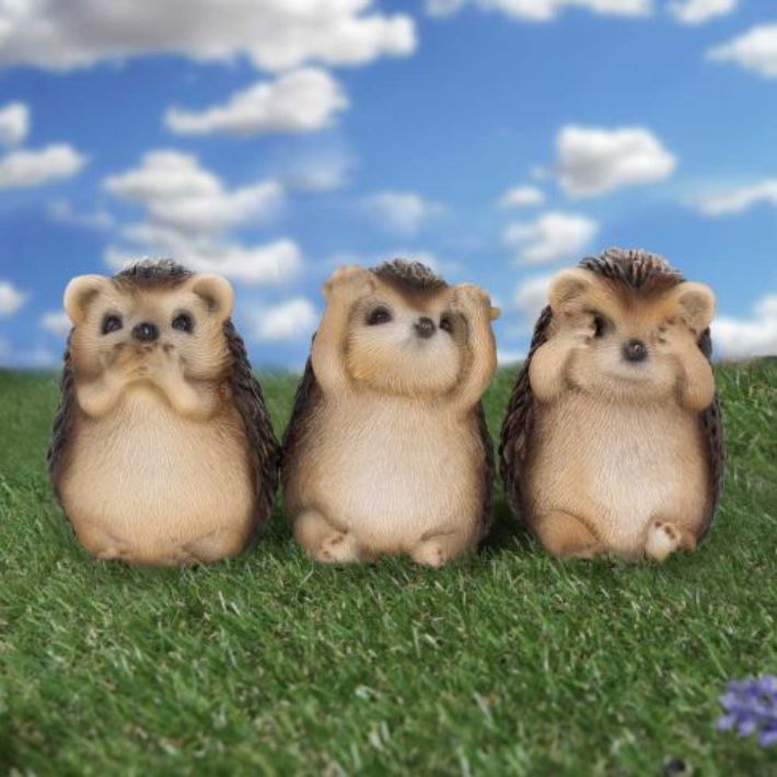 #148N Three Wise Hedgehogs