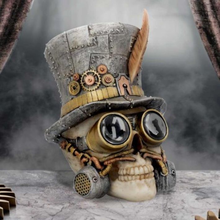 #154N Count Archibald Steampunk Skull Figurine