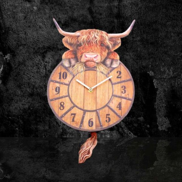 Highland Tickin&#39; Cow Pendulum Clock