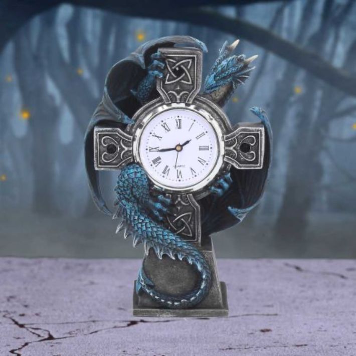 #56N Draco Blue Dragon Clock by Anne Stokes