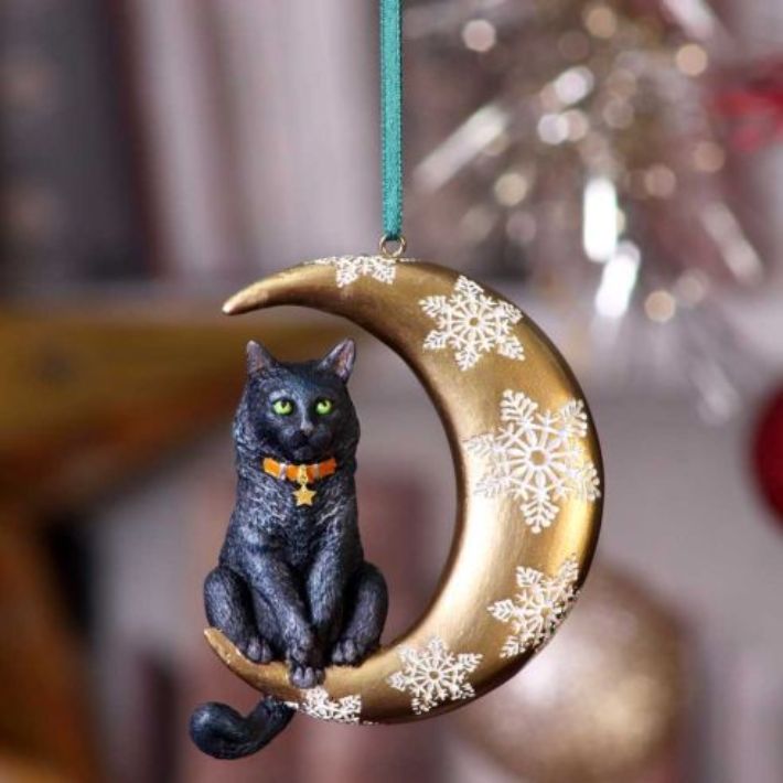 Moon Cat Ornament by Lisa Parker