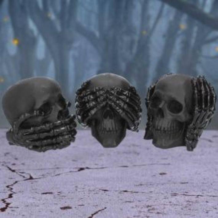 #222N Three Wise Dark Skulls