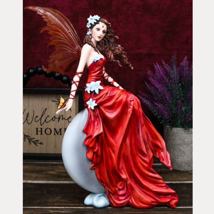 #64N Nene Thomas Crimsonlily Red Moon Fairy and Butterfly Companion Figurine