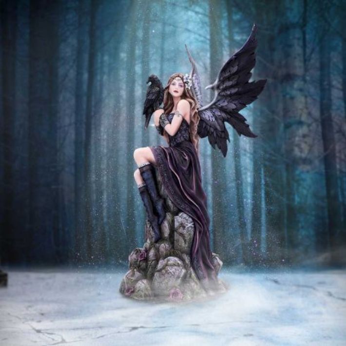 #96N Ravina Raven Fairy Figurine