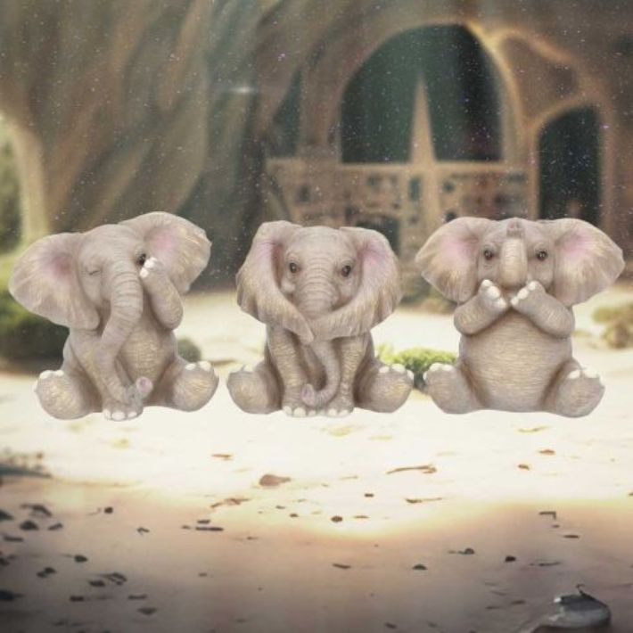 #104N Three Wise Baby Elephants