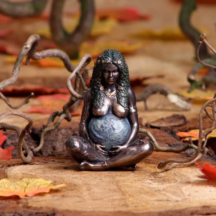 #112N Mini Bronze Mother Earth Art Figurine