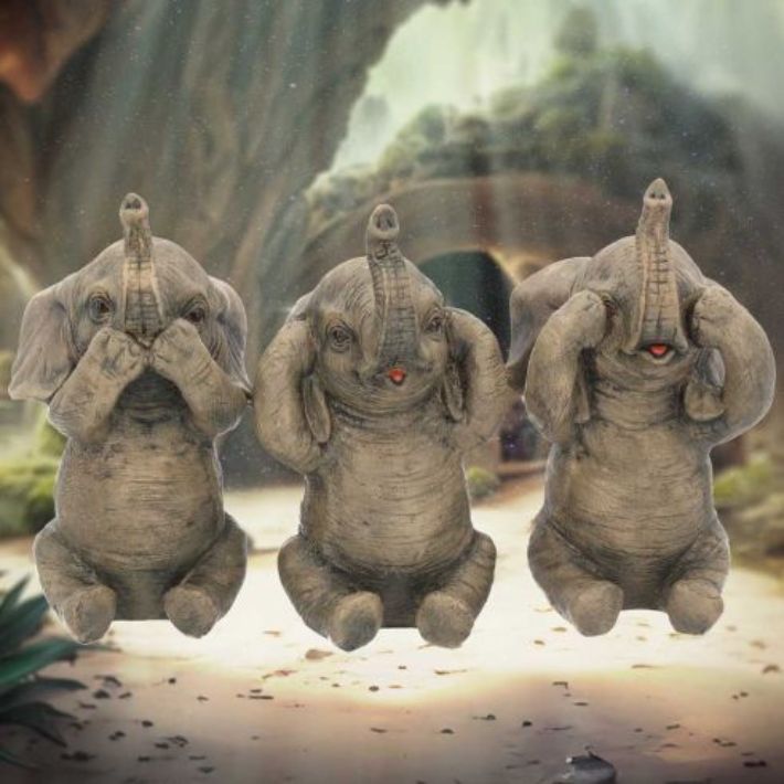 #117N Three Wise Elephants