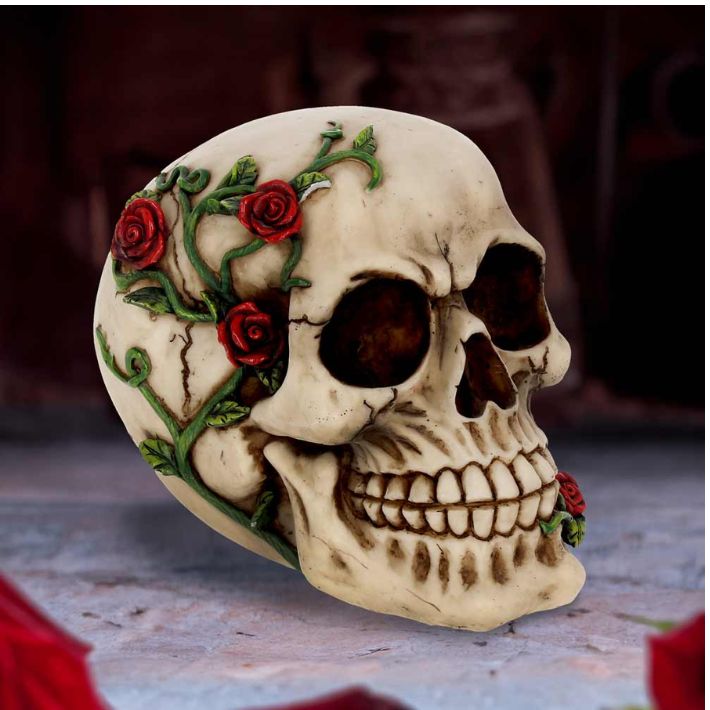 #119N Rose from Beyond, Gothic Rose Vine Covered Skull