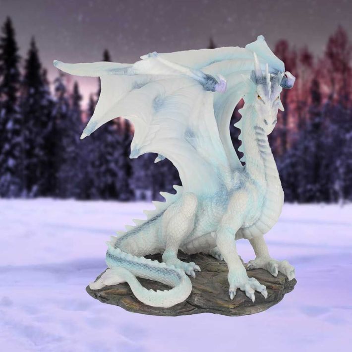 #123N Grawlbane White Dragon Figurine