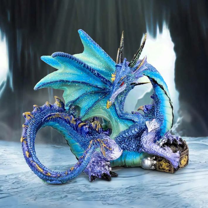 #126N Piasa Sky Blue and Violet Small Fantasy Dragon Figurine