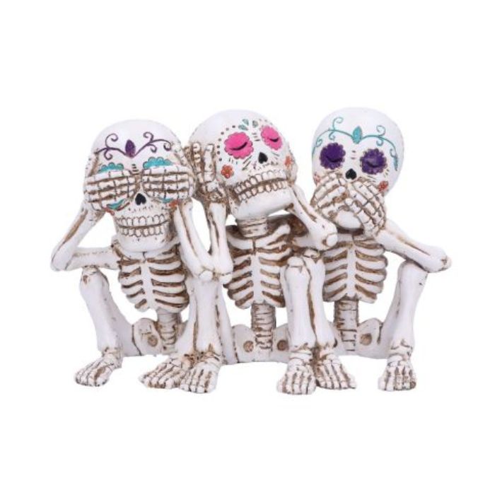 #163N Three Wise Calaveras Skeleton Figurine