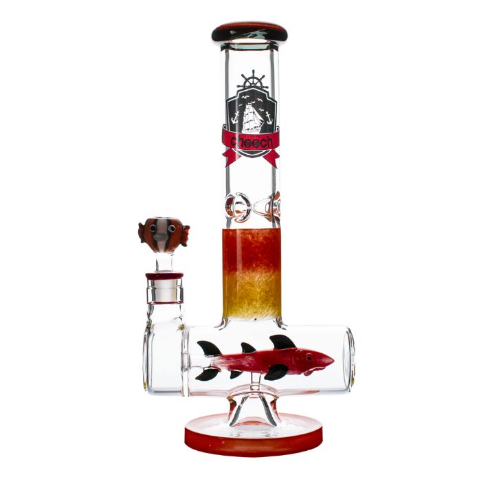 14&quot; Red Shark &amp; Nemo Fish Inline Tube by Cheech Glass