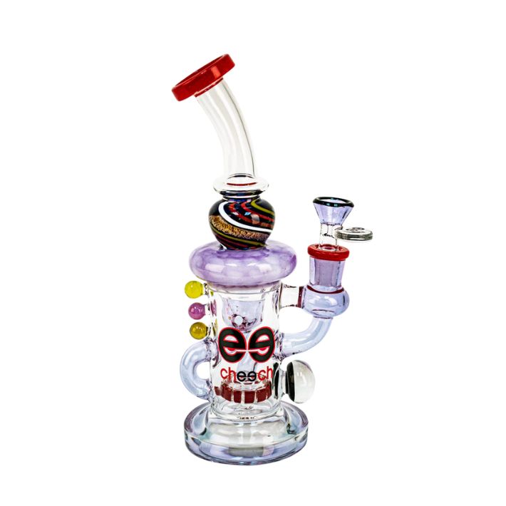 9&quot; Light Purple Recycler w/ Dichro Bead &amp; Marbles by Cheech Glass