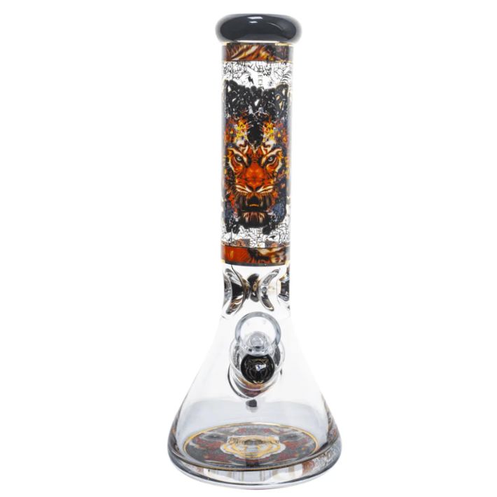 13&quot; Tiger 12mm Base Beaker by Cheech Glass