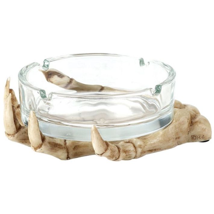 Skeleton Hand Holding Glass Ashtray